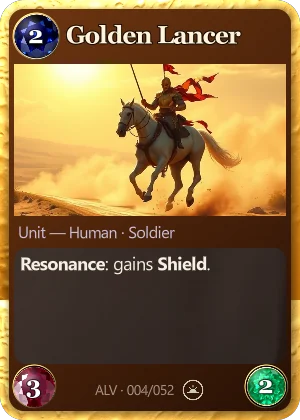 Golden Lancer. Resonance: gains Shield.